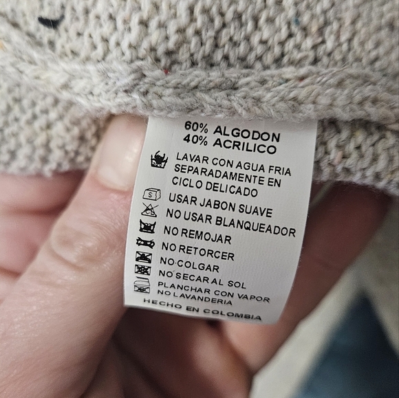 MARTINEZ Cotton blend Sweater jacket marbled grey with sherpa collar. Size S/M - Picture 5 of 15